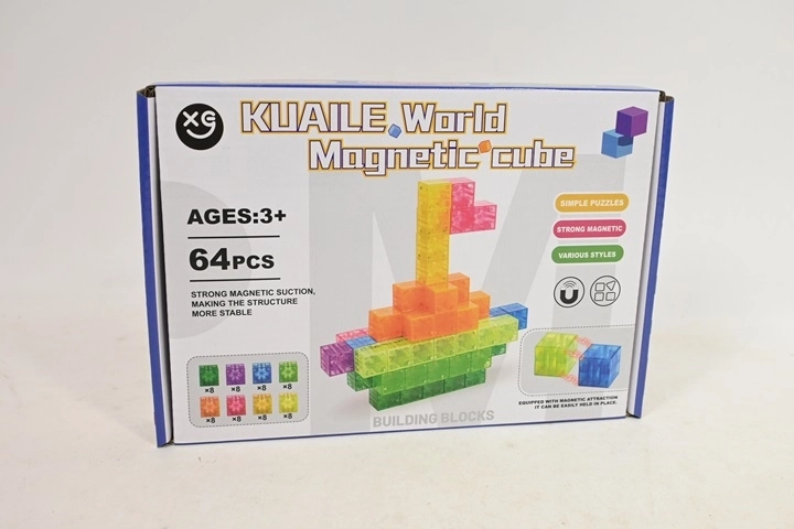 Magnetické stavební kostky 64 ks - 1 kus