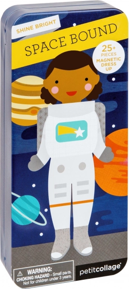 Magnetické puzzle kosmonautka v plechové krabičce
