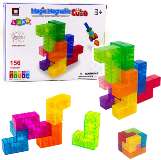 Magnetické kostky Magic Magnetic Cubes – logická skládačka s výzvami, 9 dílů