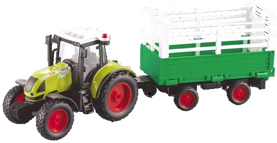 Farm service traktor s valníkem na přepravu sena 1:16