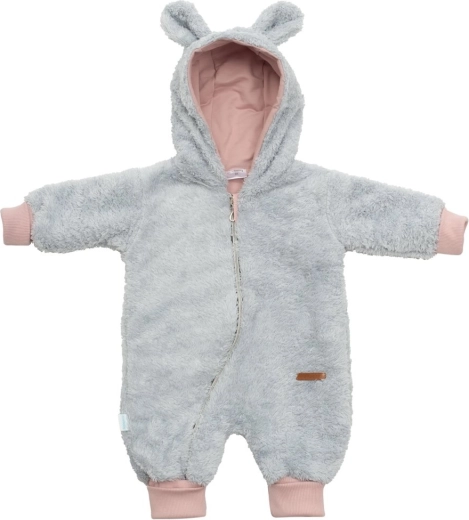 New Baby teddy bear šedo-růžový dětský zimní overal