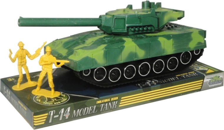 Tank s třecím pohonem a figurkami vojáků