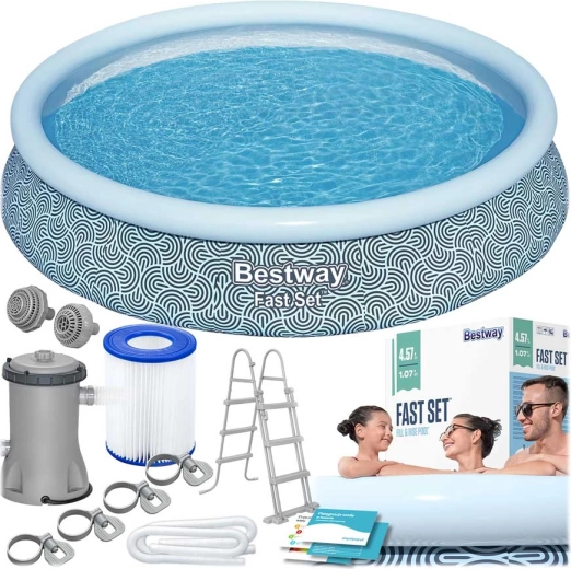 Nafukovací nadzemní bazén BESTWAY Fast Set 457 × 107 cm set s čerpadlem a žebříkem