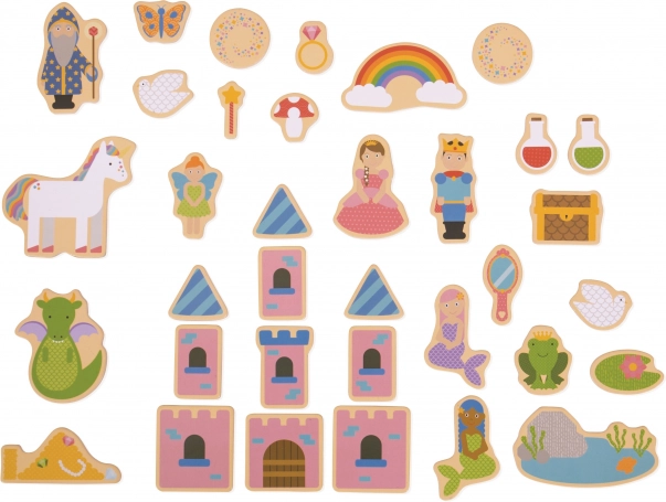 Bigjigs Toys pohádkové dřevěné magnetky – sada 35 ks