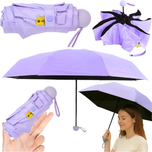 Kapesní skládací deštník s UV ochranou UPF 50+ 90 cm, fialový