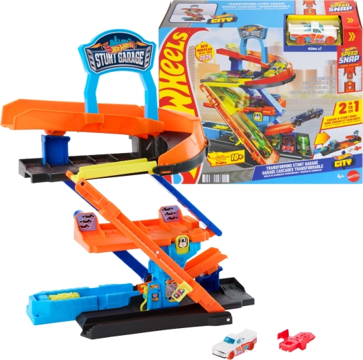 Hot Wheels City kaskadérská garáž s proměnou a autíčkem