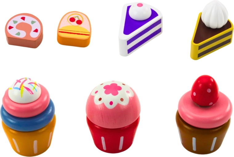 Pestrá sada dřevěných dezertů