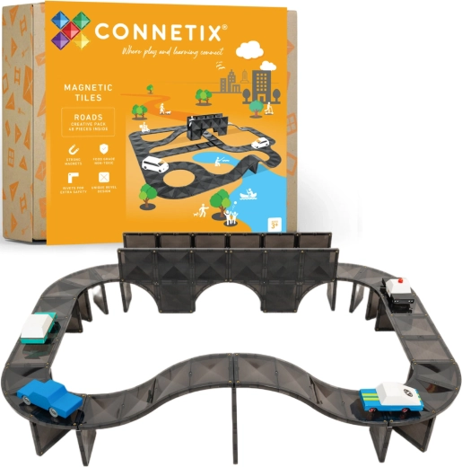 Connetix Roads Creative Pack magnetické silnice – kreativní sada 48 ks
