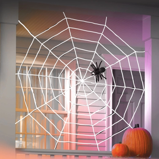 Halloweenská pavučina s pavoukem bílá 130 × 130 cm