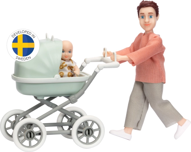 Lundby sada tatínek s miminkem a kočárkem