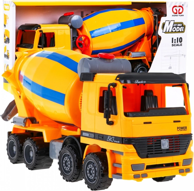 Plastová míchačka betonu pro děti 1:10 s otočným bubnem a pohyblivými prvky