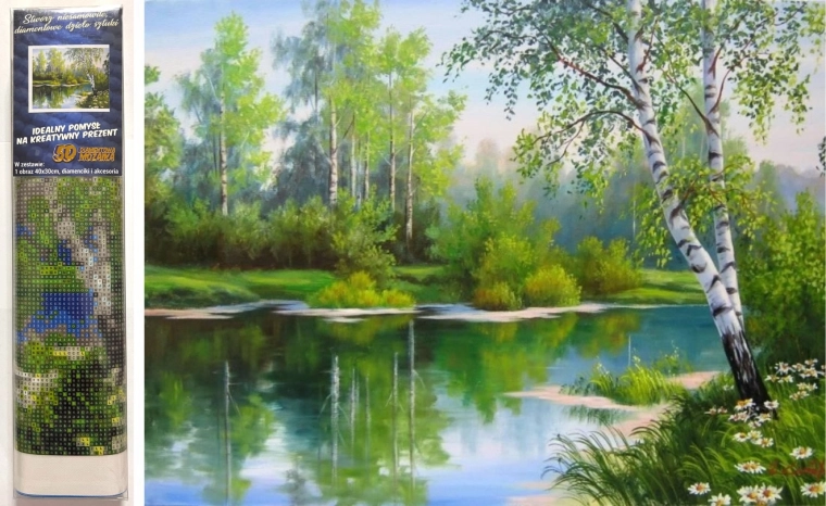Diamantové malování Jarní krajina 30x40 cm