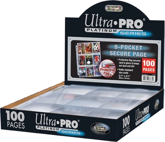 Ultra PRO premium stránky do alba 9-pocket se zabezpečovací chlopní na karty standardní velikosti (100 ks)