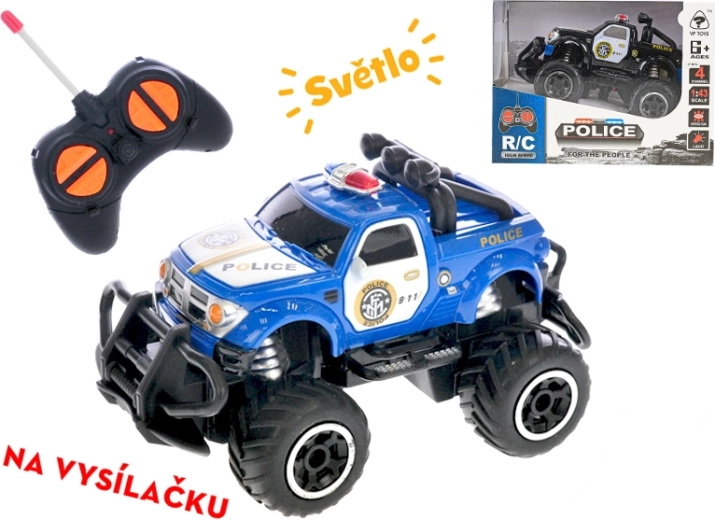 RC policejní terénní auto 14 cm se světlem, 27 MHz