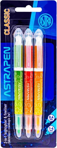 Astra zvýrazňovače 2v1 Classic, sada 3 ks