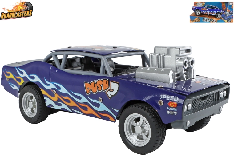 Roadblasters modré kovové autíčko muscle car se setrvačníkovým pohonem 20 cm