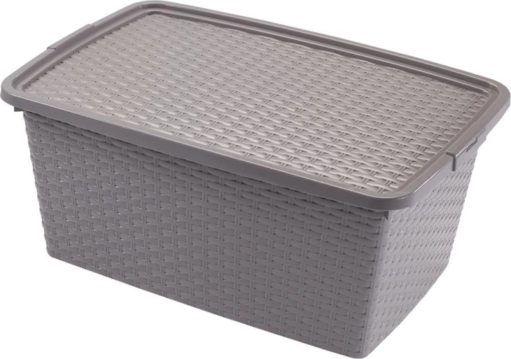 Heidrun plastový úložný box s víkem rattan 20 l
