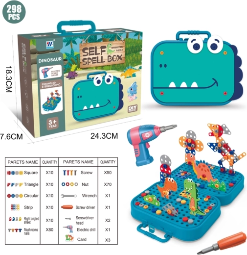 Puzzle stavebnice na šroubování Dino 298 dílků