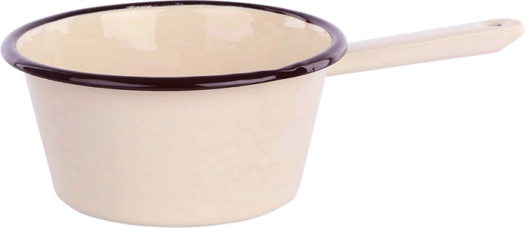 Smaltovaný rendlík Silesia 0,6 l krémový s výlevkou 14 cm