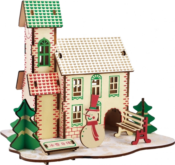 woodcraft dřevěné 3d puzzle zimní dům