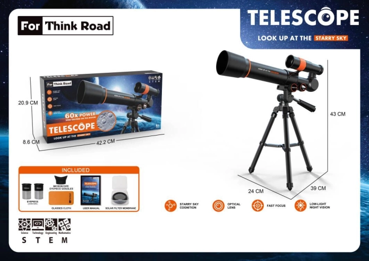 Sparkys hvězdářský teleskop pro děti s příslušenstvím 60x, černý