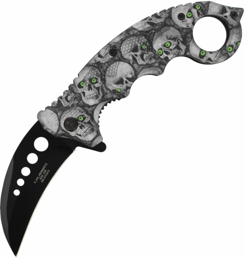Herbertz CJH Totenköpfe kapesní zavírací nůž karambit 7,3 cm