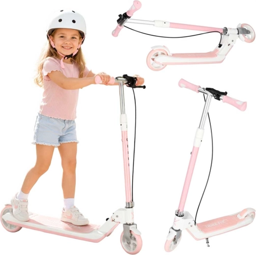 Trike Fix skládací dětská koloběžka se světelnými LED kolečky, růžová