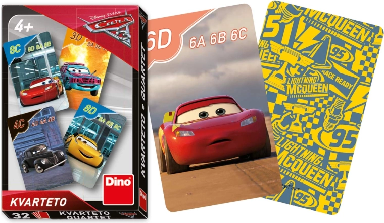 Dino hrací kvarteto karty s motivem Cars 3