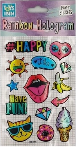 Stnux holografické samolepky rainbow happy