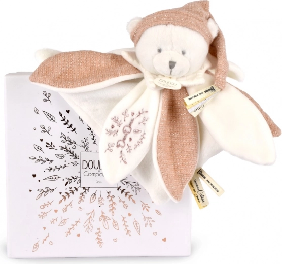 Dárková sada Plyšový medvídek s čepičkou 25 cm růžový