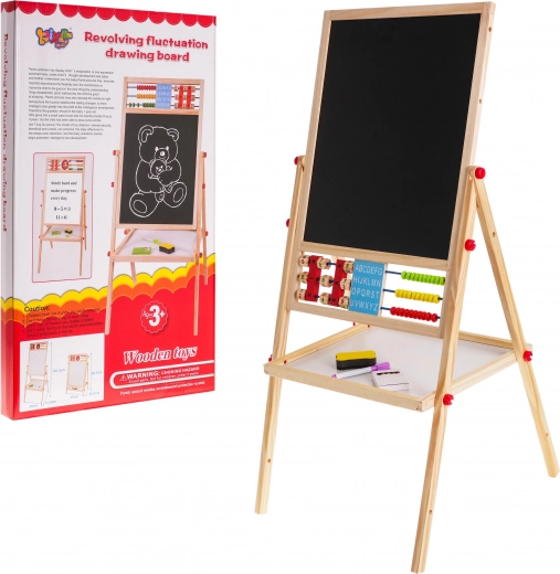 Dřevěná oboustranná dětská tabule 3+ magnetická a křídová s příslušenstvím