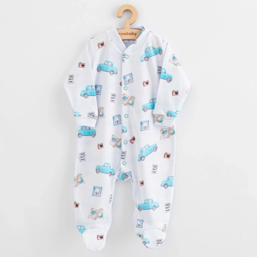 Dojčenský overal New Baby Classic II s autíčky, vel. 62 (3–6 měsíců)