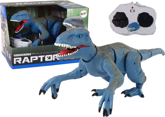 Zdalně ovládaný dinosaurus Velociraptor modrý
