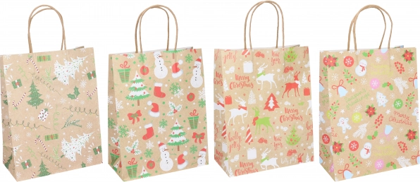 Vánoční dárková taška, velikost s (15 × 21 × 8 cm), 4 motivy