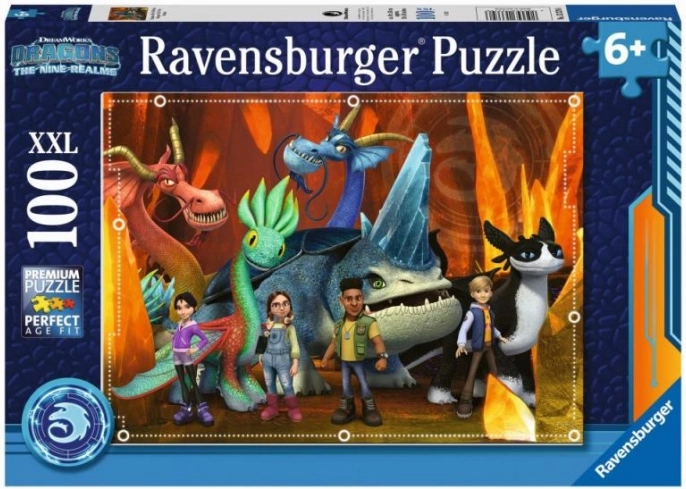 RAVENSBURGER dětské puzzle JAK VYCVIČIT DRAKA: THE NINE REALMS xxl 100 dílků