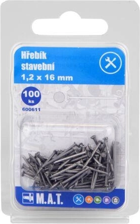 Stavební hřebíky 16 × 1,2 mm, 100 ks