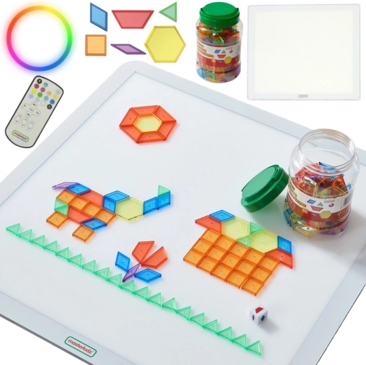 Barevný čtvercový LED panel MASTERKIDZ s Montessori mozaikou 140 ks