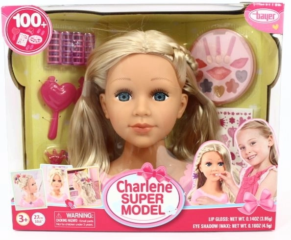 Bayer Charlene super model – stylingová hlava blond s doplňky