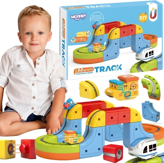 Woopie Magic Cube Train magnetická závodní dráha proti gravitaci, 18 dílů