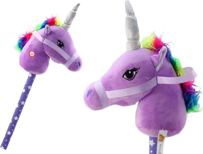 Plyšová hlava jednorožce na tyči Hobby Horse Unicorn Purple Sounds