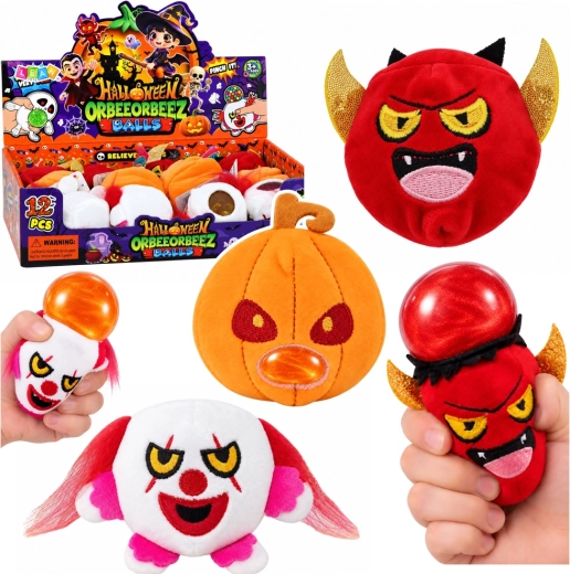 Halloweenský plyšový mačkací antistres s třpytkami - 1 kus