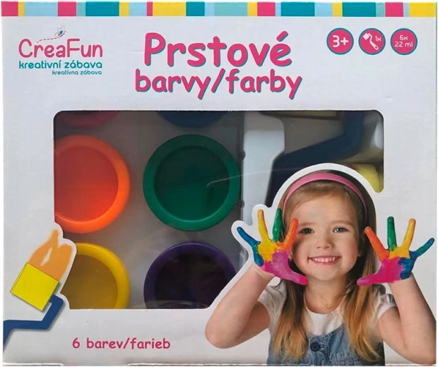 CreaFun prstové barvy – sada 6 × 132 ml
