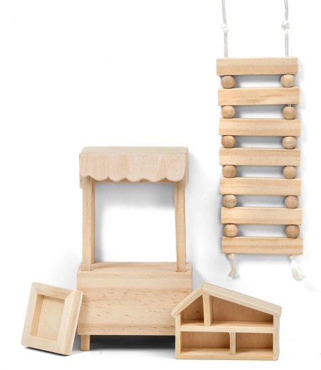 DIY doplňky z přírodního dřeva připravené k dotvoření