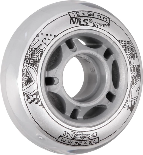 Kolečka na in-line brusle NILS EXTREME PU 72 × 24 čiré (4 ks)