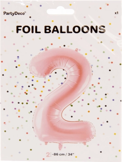Fóliový balónek číslo 2 růžový 86 cm