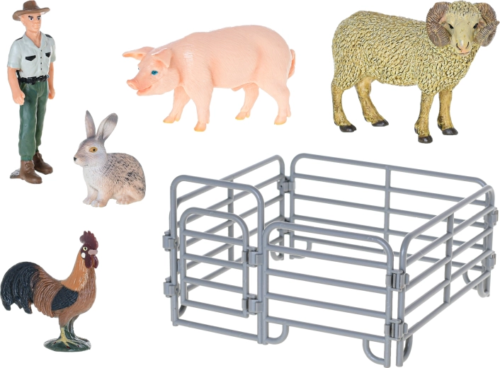 Herní scéna s ohradou a postavičkami