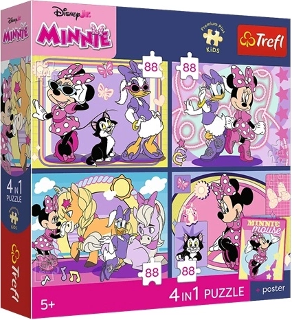 Trefl Disney Minnie Mouse puzzle 4 v 1 (4×88 dílků) Magické momenty + sběratelský plakát