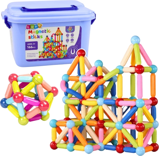 Magnetická stavebnice 3D v boxu 166 dílků