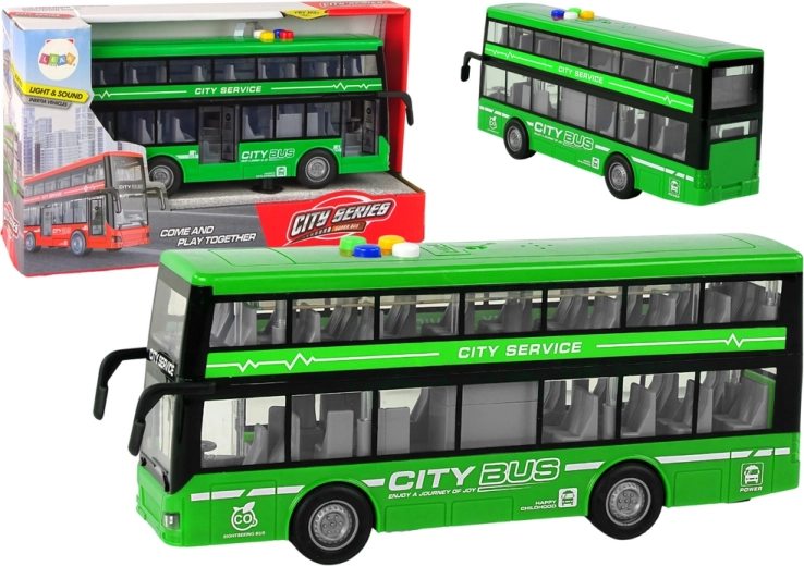 Autobus dvoupatrový se světly a zvuky 1:16 – Zelená