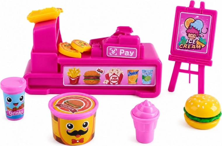 Realistický fast food stánek s pokladnou